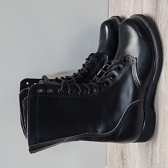 NEW VNTG Leather Military Maxitred Jump Tall Combat Lace-Up Boots Blk Sz 10 - Picture 2 of 16